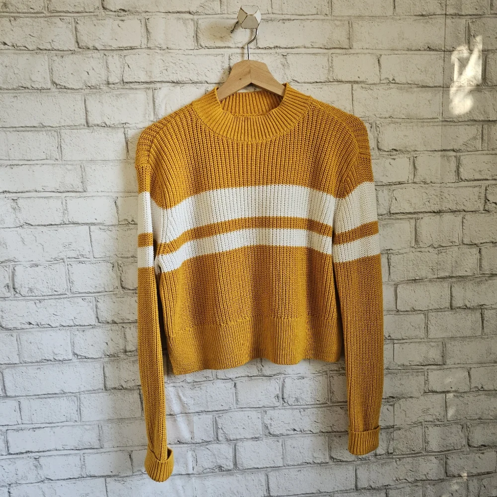 ☆ LOTTIE MOSS Yellow Striped Pullover Sweater, S ☆